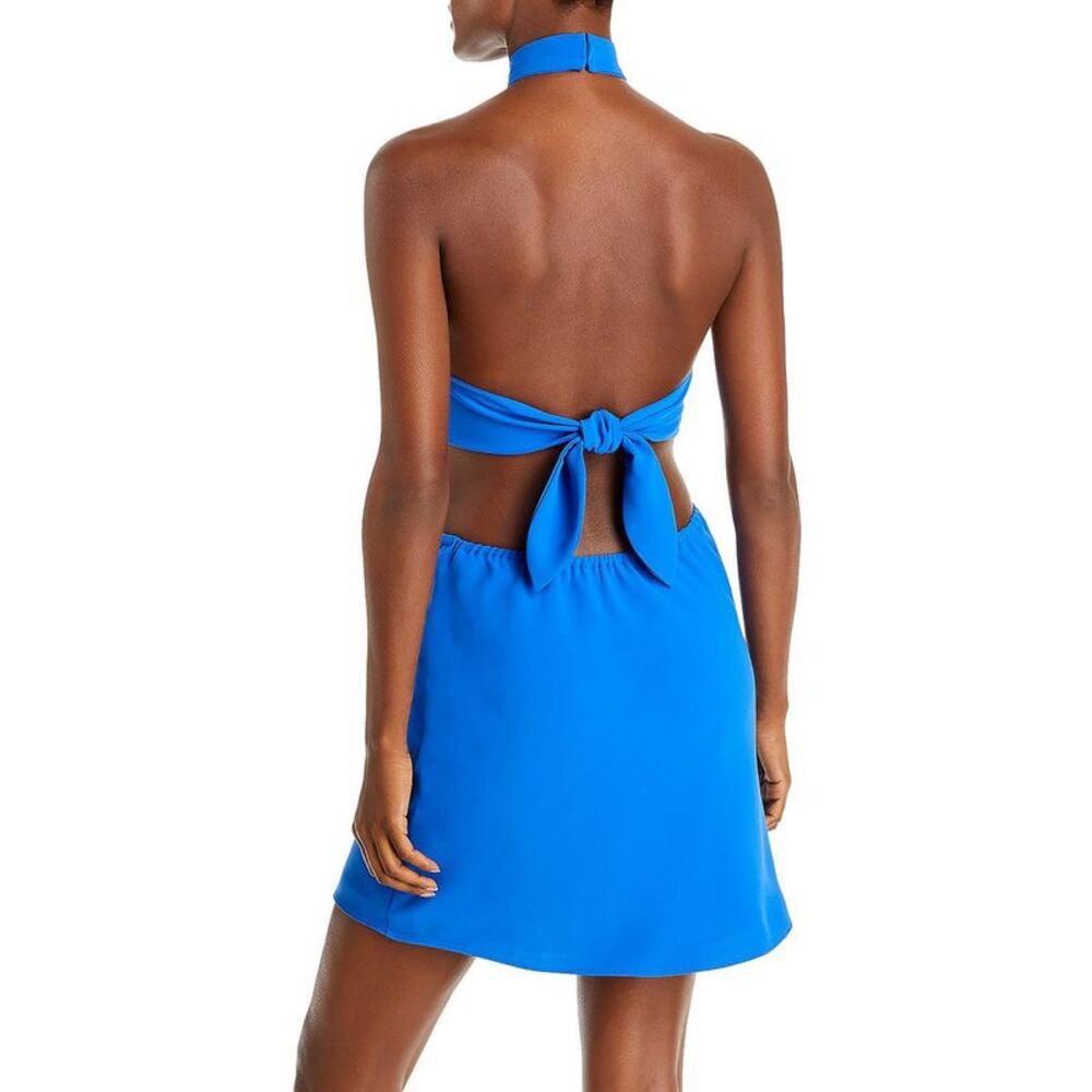 Amanda Uprichard Womens Brando Blue Crepe Halter Cocktail and Party Dress NWOT - Picture 2 of 3
